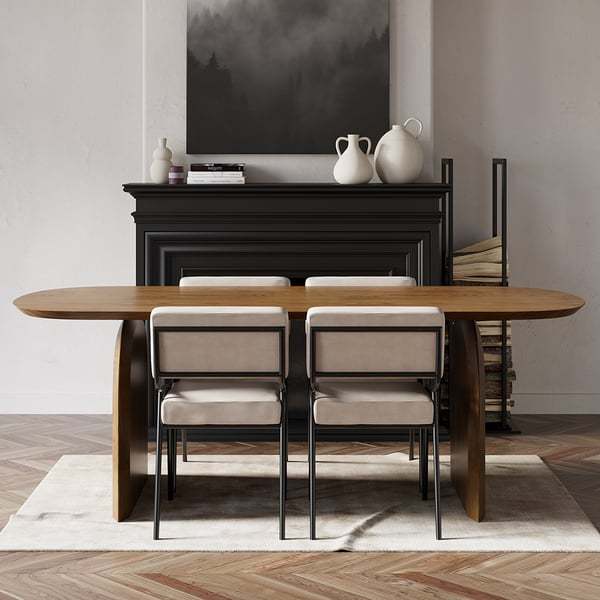 Dining Table Solid Wood Top & Pedestals for 6