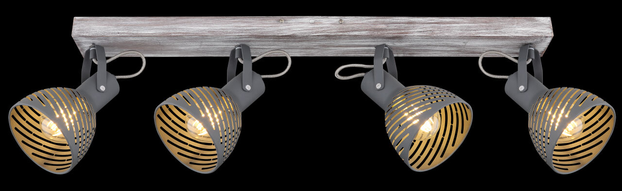 Globo Lighting - MORI - Strahler Holz antik weiß getüncht, 4x E27