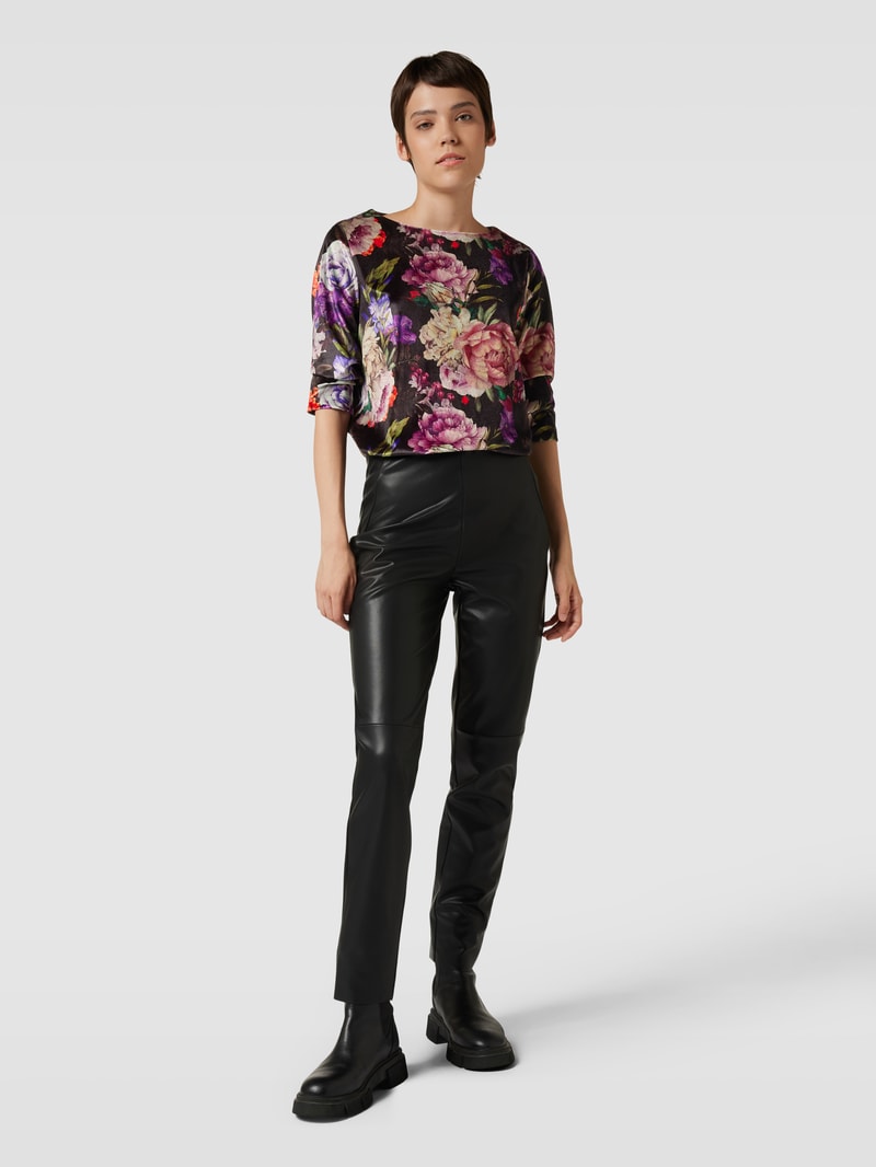 Sweatshirt mit floralem Muster in schwarz