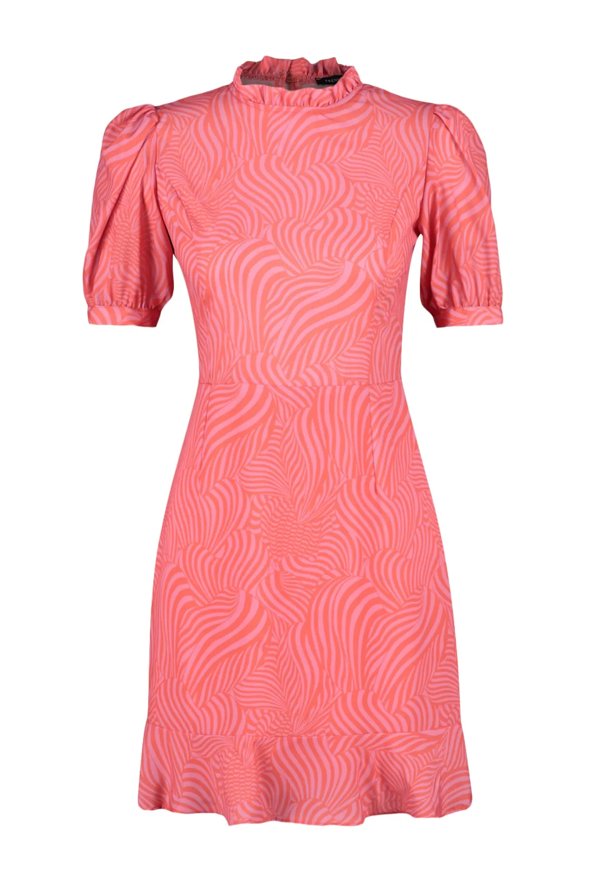 Trendyol Collection  Rosa Rock Volant Stehkragen Mini-Webkleid TWOSS23EL00562