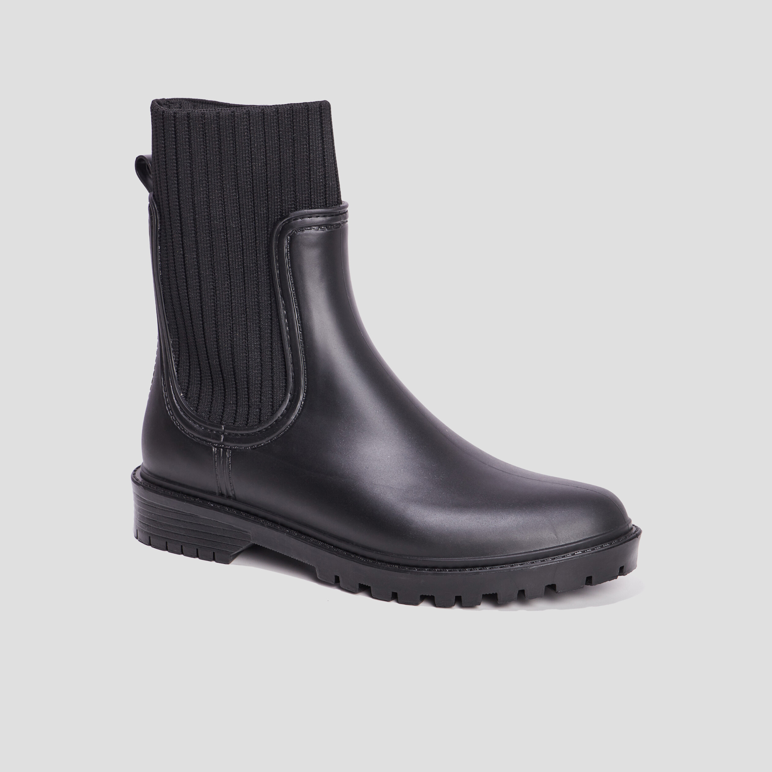 Bottes de pluie façon chaussette noir femme | La Halle