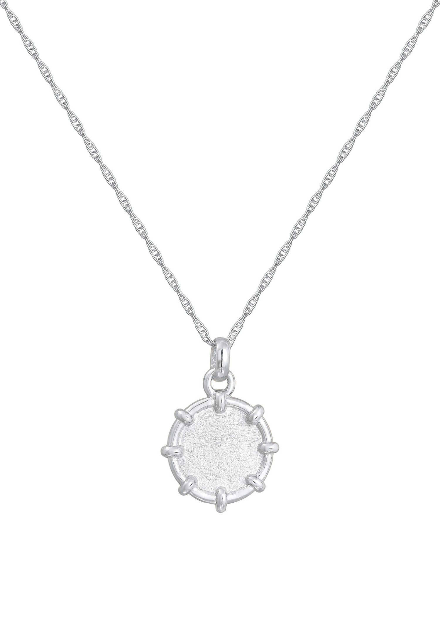 Elli Women's Structured Coin Pendant in 925 Sterling Silver