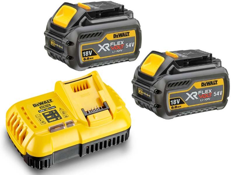 Accessoires DeWalt DCB118T2-QW Kit de démarrage FlexVolt DCB118T2 : 2 batteries FlexVolt 54 V 6,0 Ah Li-Ion + chargeur rapide DCB118