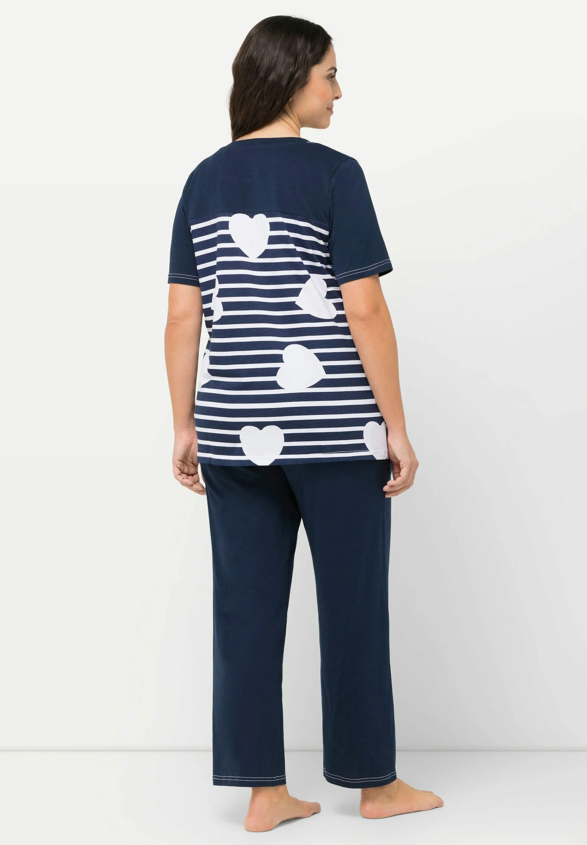 Ulla Popken STRIPED HEART SHORT SLEEVE - Pijama