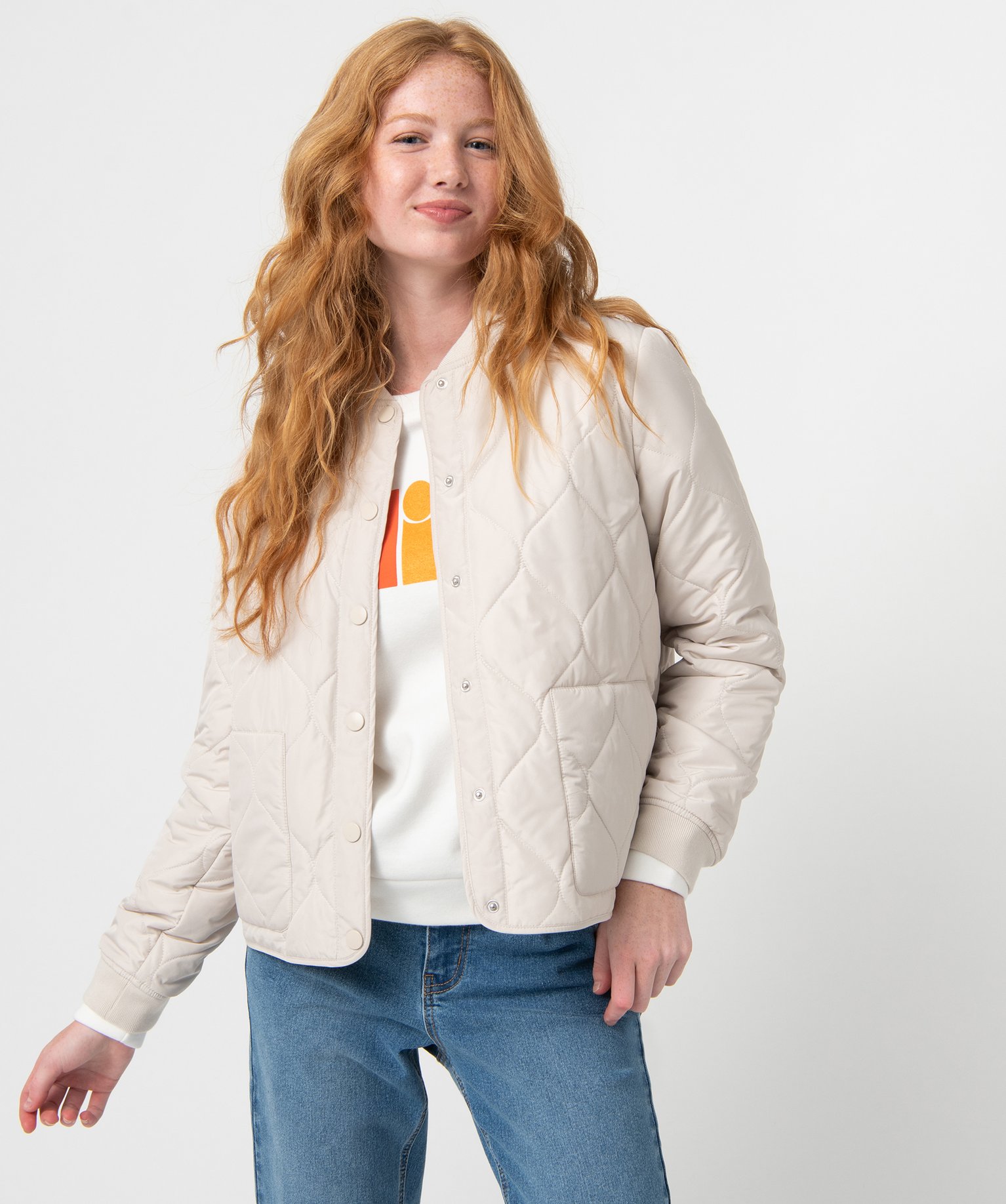 Blouson femme finement matelassé ecru | GEMO