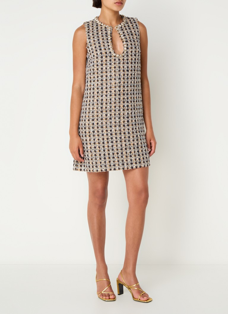 Rochie mini Sandro cu efect de tweed și cristale.