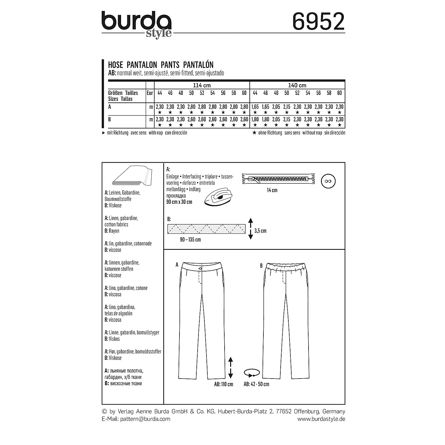 burda Schnitt 6952 