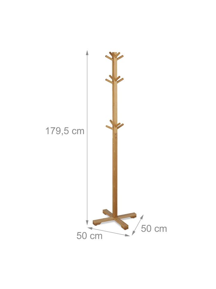 relaxdays Garderobenständer in Natur - (B)50 x (H)179,5 x (T)50 cm günstig kaufen onesize