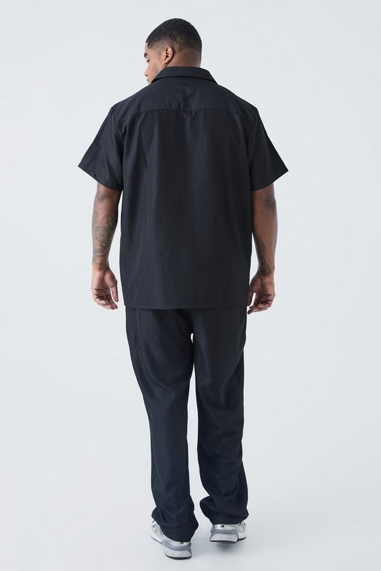 Plus kurzärmliges smartes Twill-Hemd & Hose