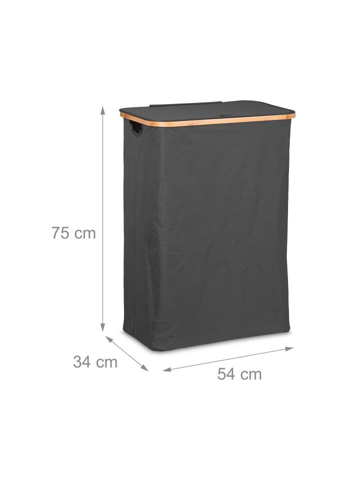 relaxdays Wäschekorb in Schwarz/ Natur - 105 l günstig kaufen onesize