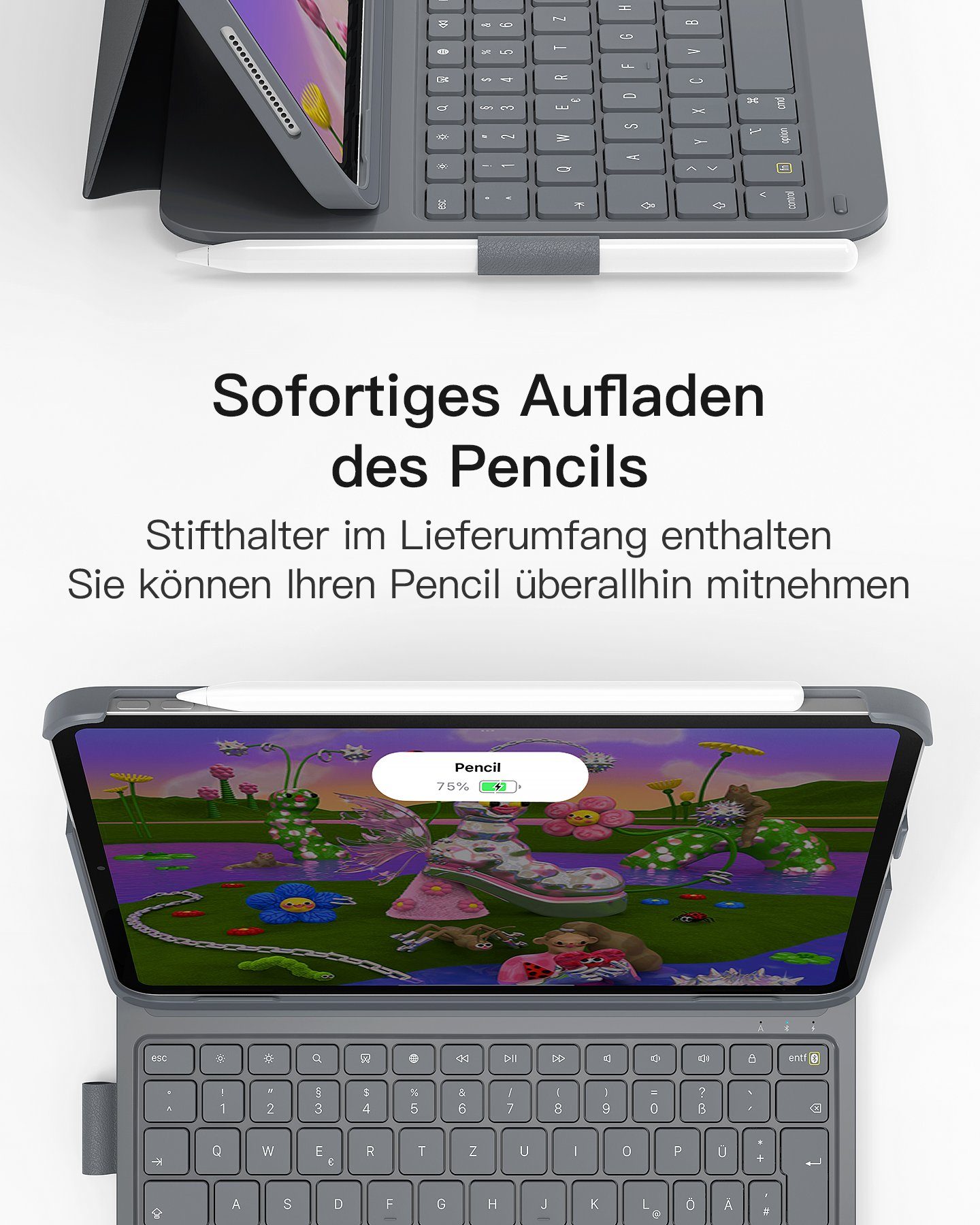 Inateck Ultraleichte Tastatur Hülle für iPad 10th, iPad Air 5/4, iPad Pro 11 iPad-Tastatur (Hoch-/Querformat Verwenden, mit Stifthalter)