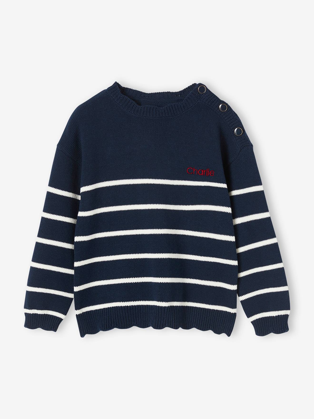 Vertbaudet Mädchen Ringelpullover - pudrig rosa