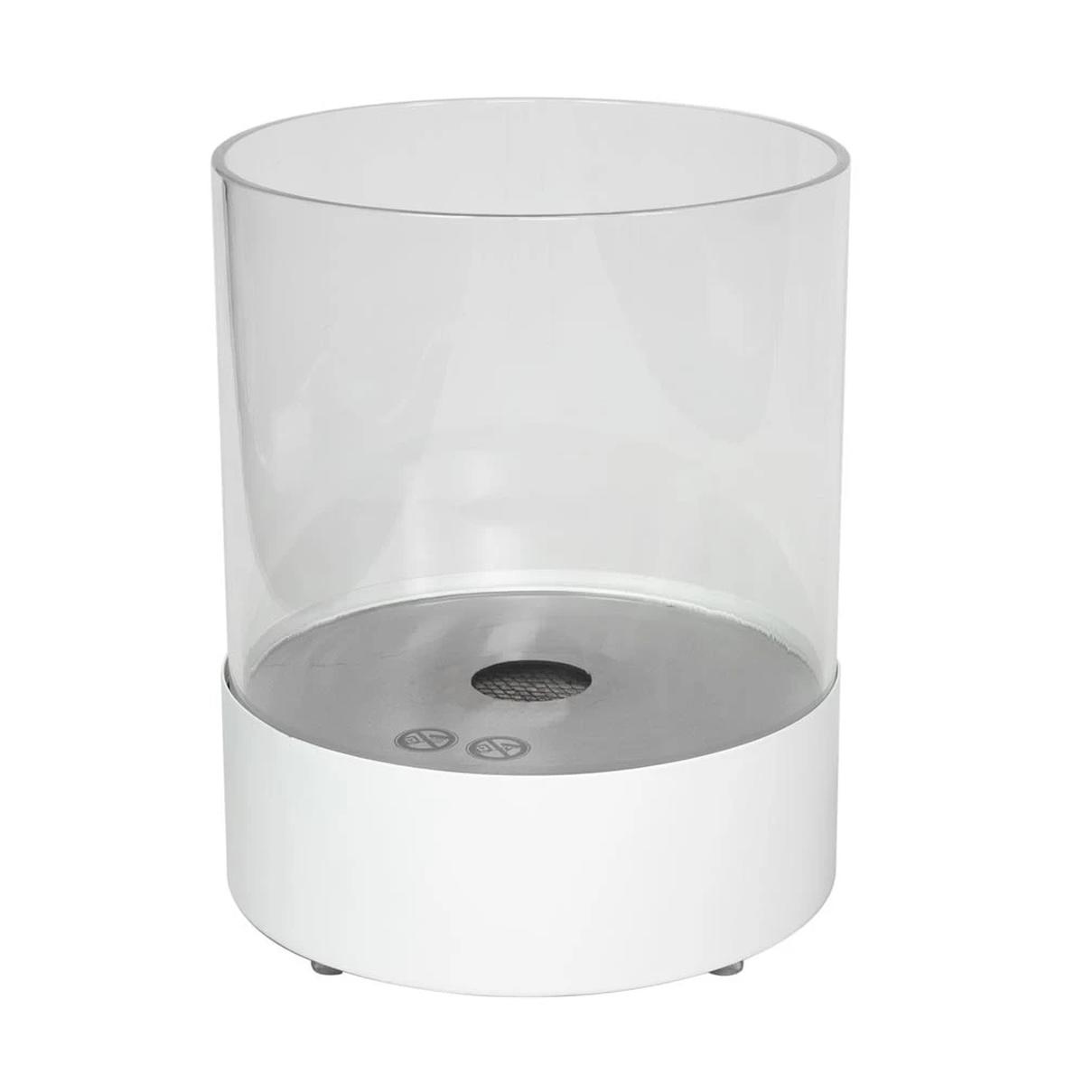 ScandiFlames Southwark Runder Tisch Kamin, Weiß, Einzigartiges Design mit Glas, Bioethanol, 1,15 kW