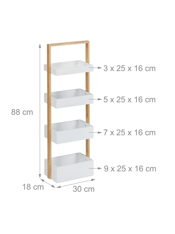 relaxdays Badregal in Weiß/Natur - (B)30 x (H)88 x (T)18 cm günstig kaufen onesize