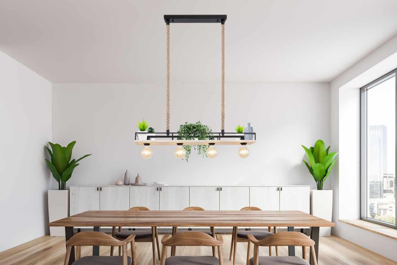Globo Lighting - TRIXI - Hängeleuchte Metall schwarz matt, 4x E27
