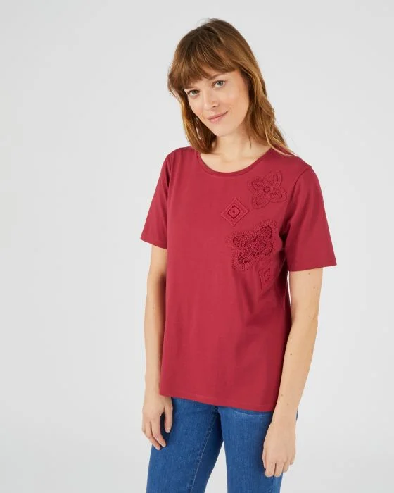 Tee-shirt avec applications de macramé