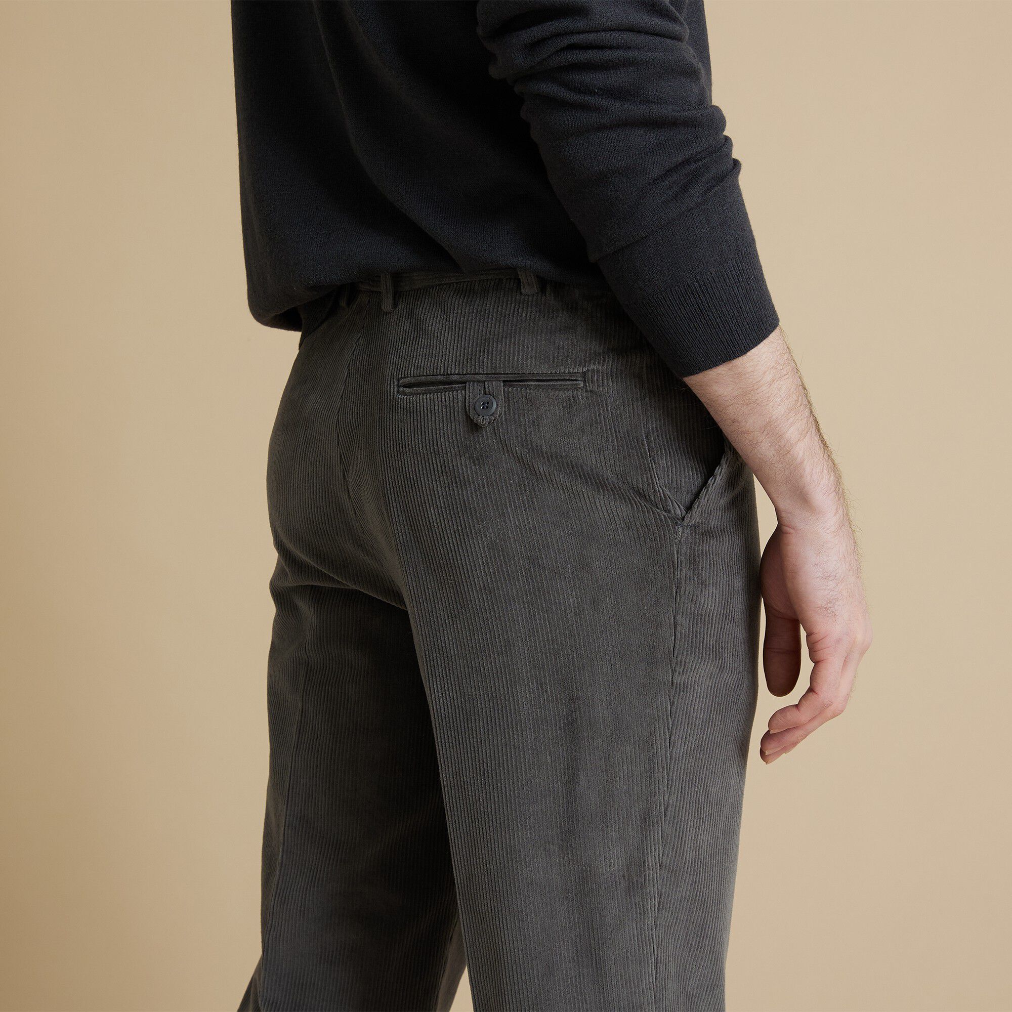 Pantalon velours taille élastiquée sans pince