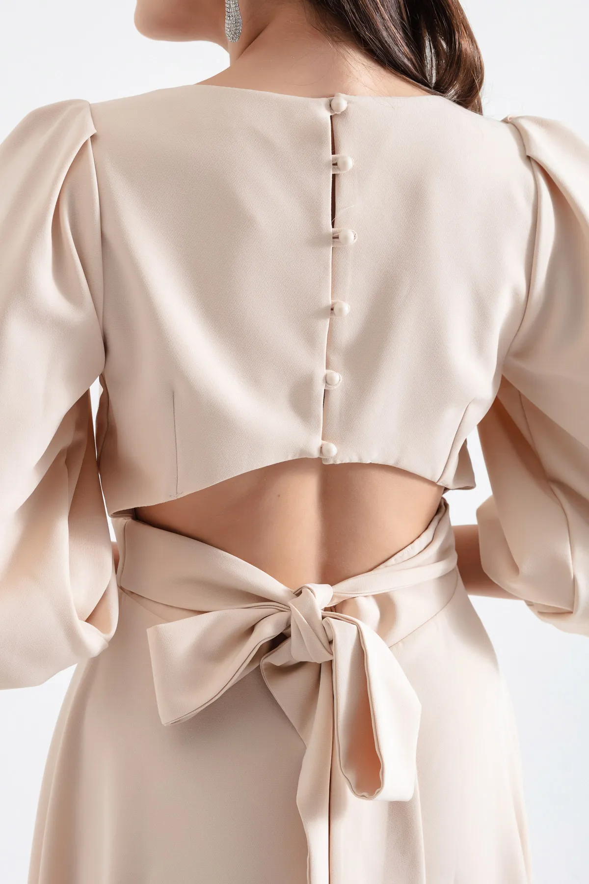 Lafaba  Beiges Midikleid mit Rückendetail für Damen
