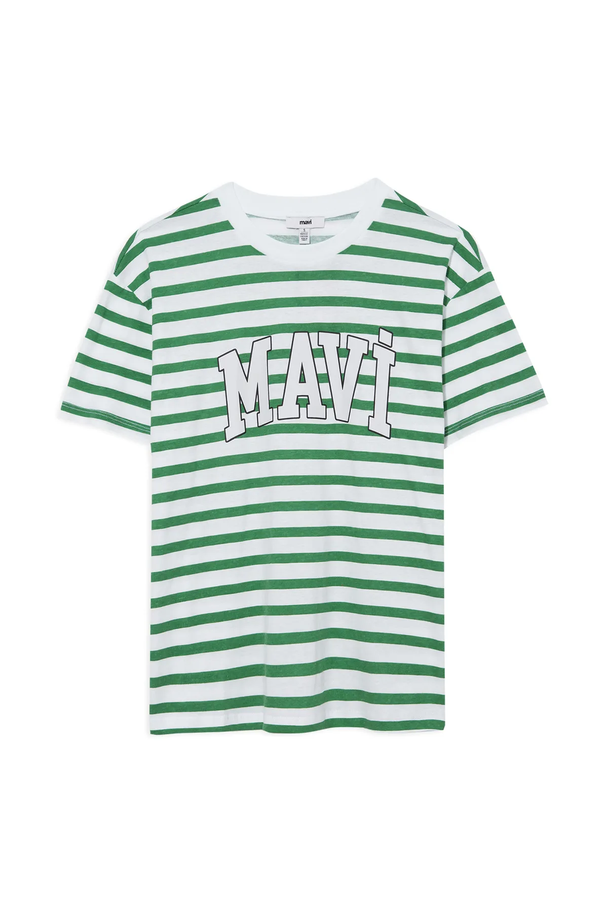 Mavi  Grün gestreiftes T-Shirt mit Logodruck, normale Passform / normaler Schnitt 1611360-84477