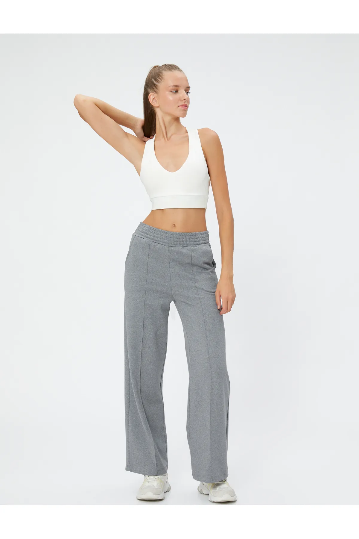 Koton  Jogginghose mit weitem Bein, hoher Taille und gerippter Tasche