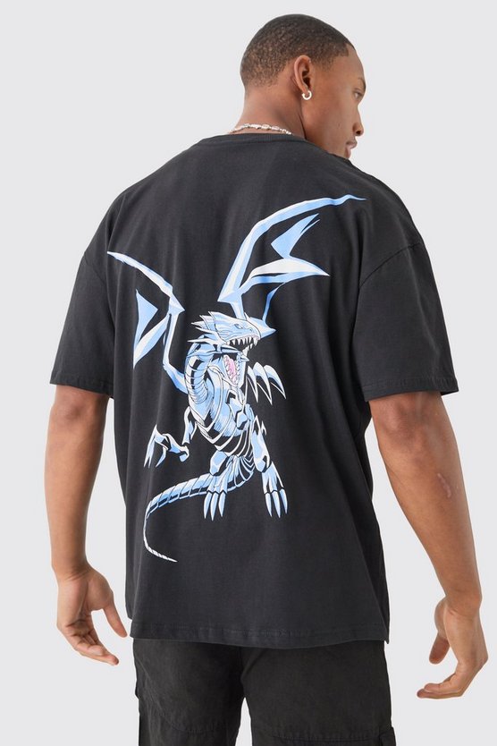 Oversize T-Shirt mit lizenziertem Blue Eyes Yugioh Print