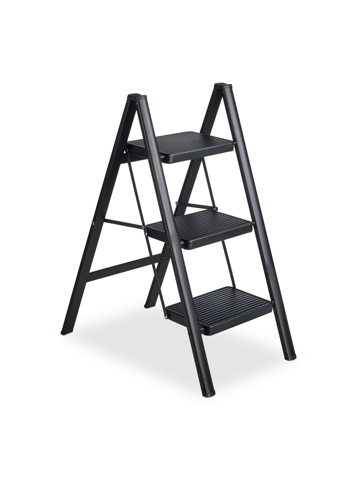 relaxdays Trittleiter in Schwarz - 3 Stufen günstig kaufen onesize