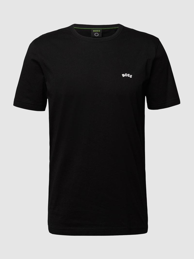 T-Shirt mit Label-Schriftzug Modell 'Tee Curved' in schwarz