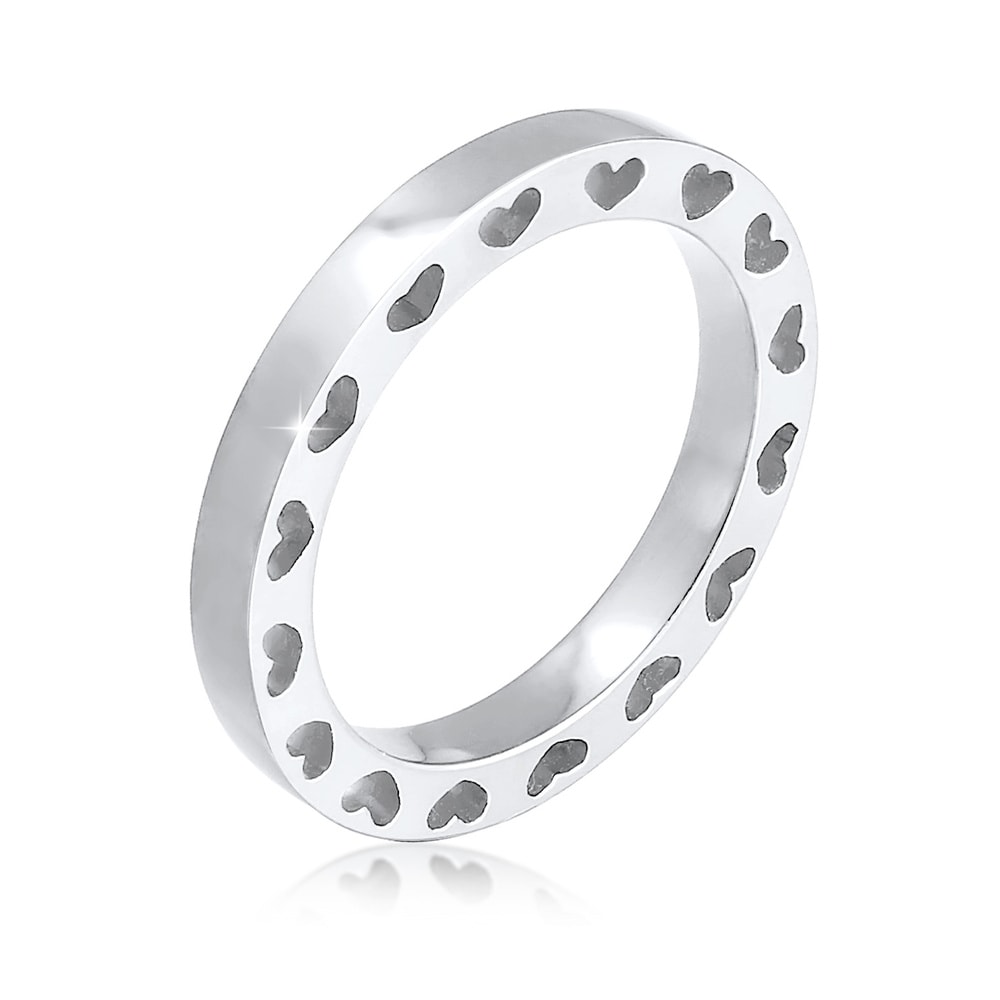 Elli Elli Bague Coeur Cut-Out Élégant Bague Femme - Argent (925/1000) Bague