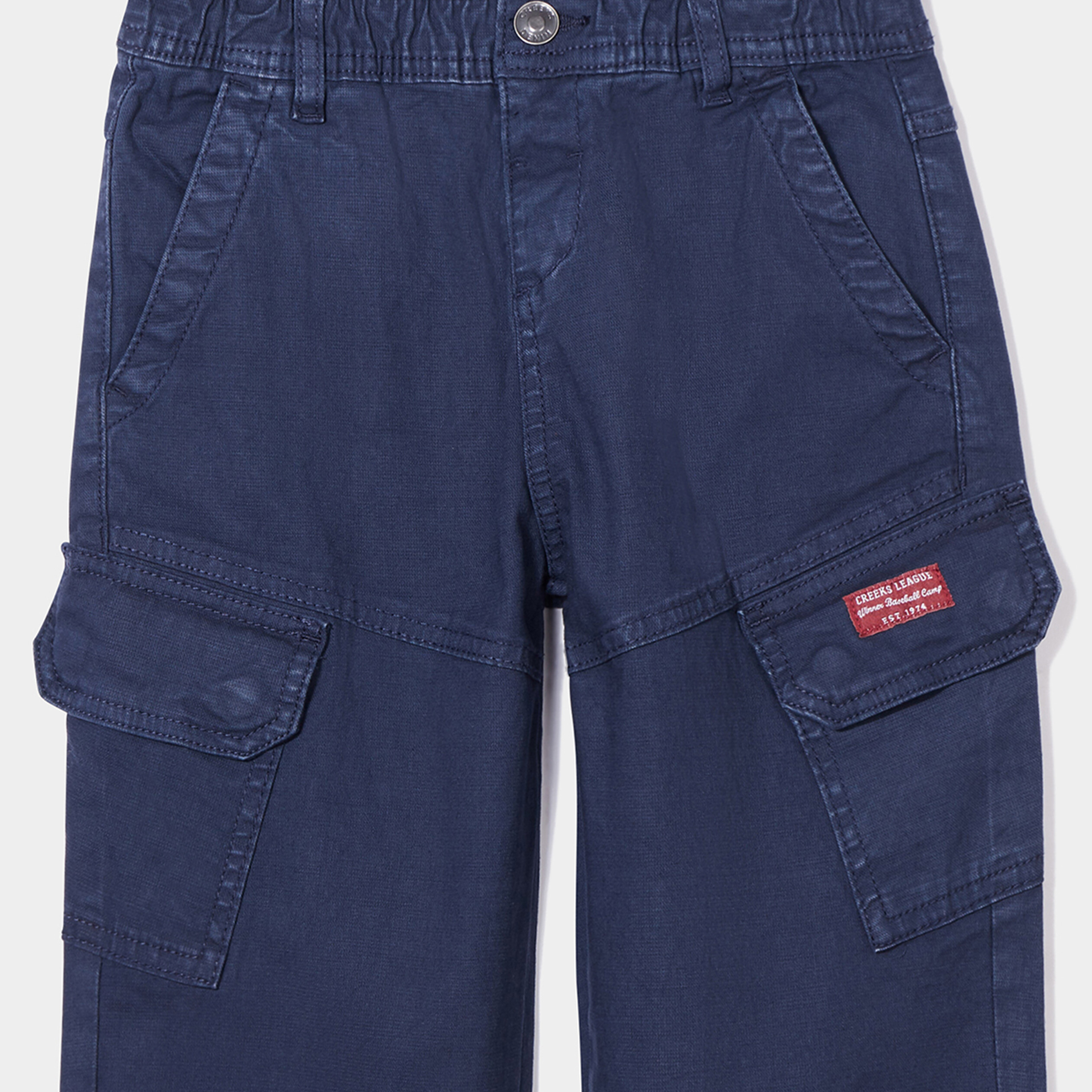 Pantalon cargo 7 8ème coton Creeks bleu marine fille | La Halle