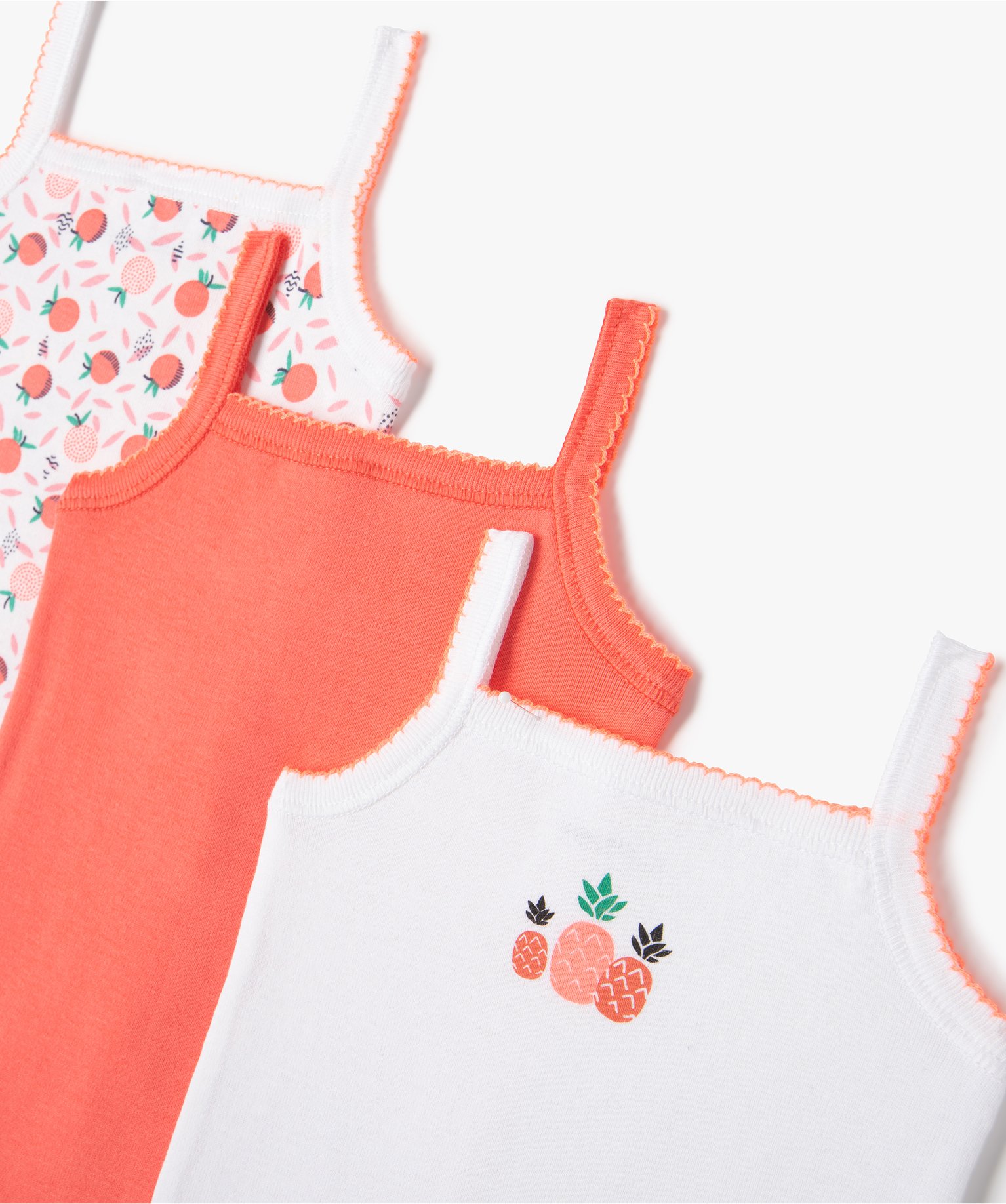 Body bébé à bretelles motif fruits et détails fluo (lot ... orange | GEMO