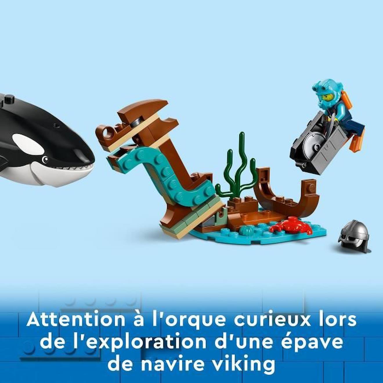 LEGO® City 60368 Le Navire d’Exploration Arctique, Jouet de Grand Bateau Flottant, Cadeau Enfants bleu