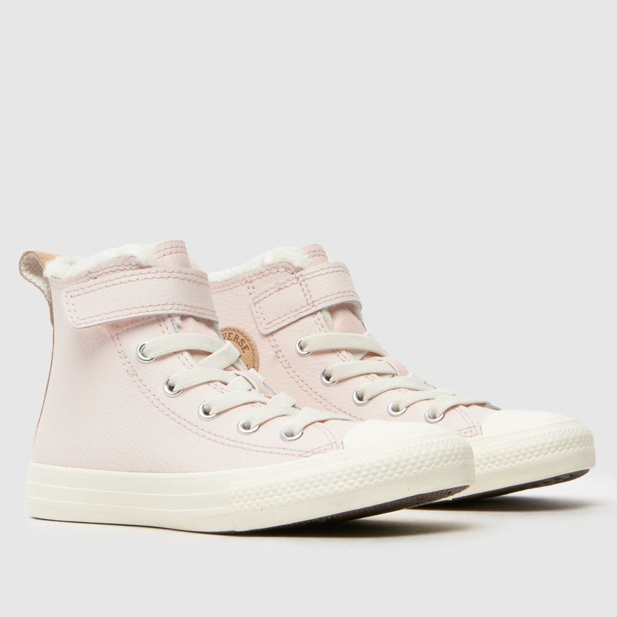 Converse ljusrosa All Star Hi-läder Sherpa-sneakers för flickor