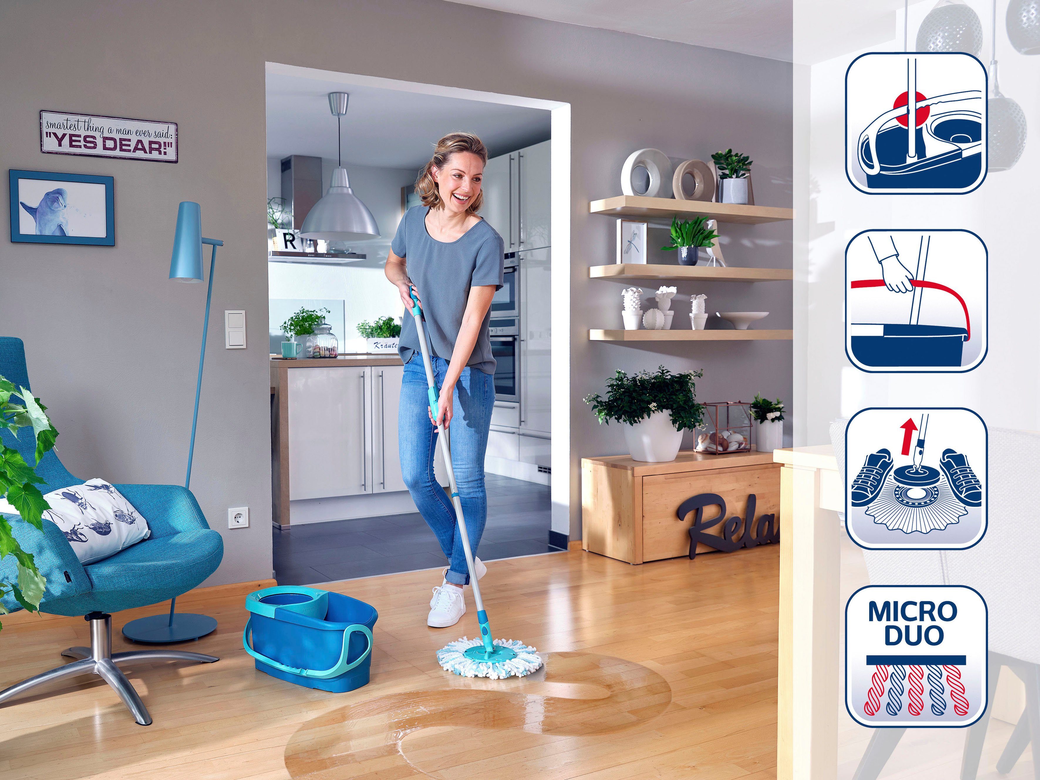 Leifheit Bodenwischer-Set Set CLEAN TWIST Disc Mop Ergo, 3-teilig, inkl. Eimer