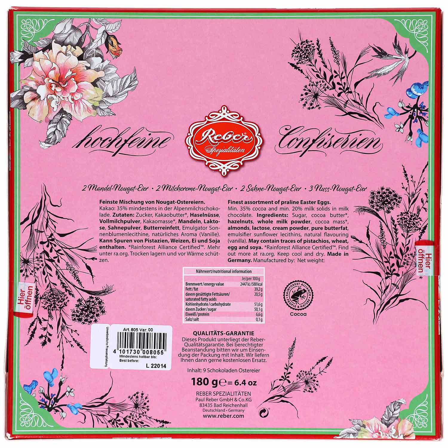 Reber Nougat-Eier 180g