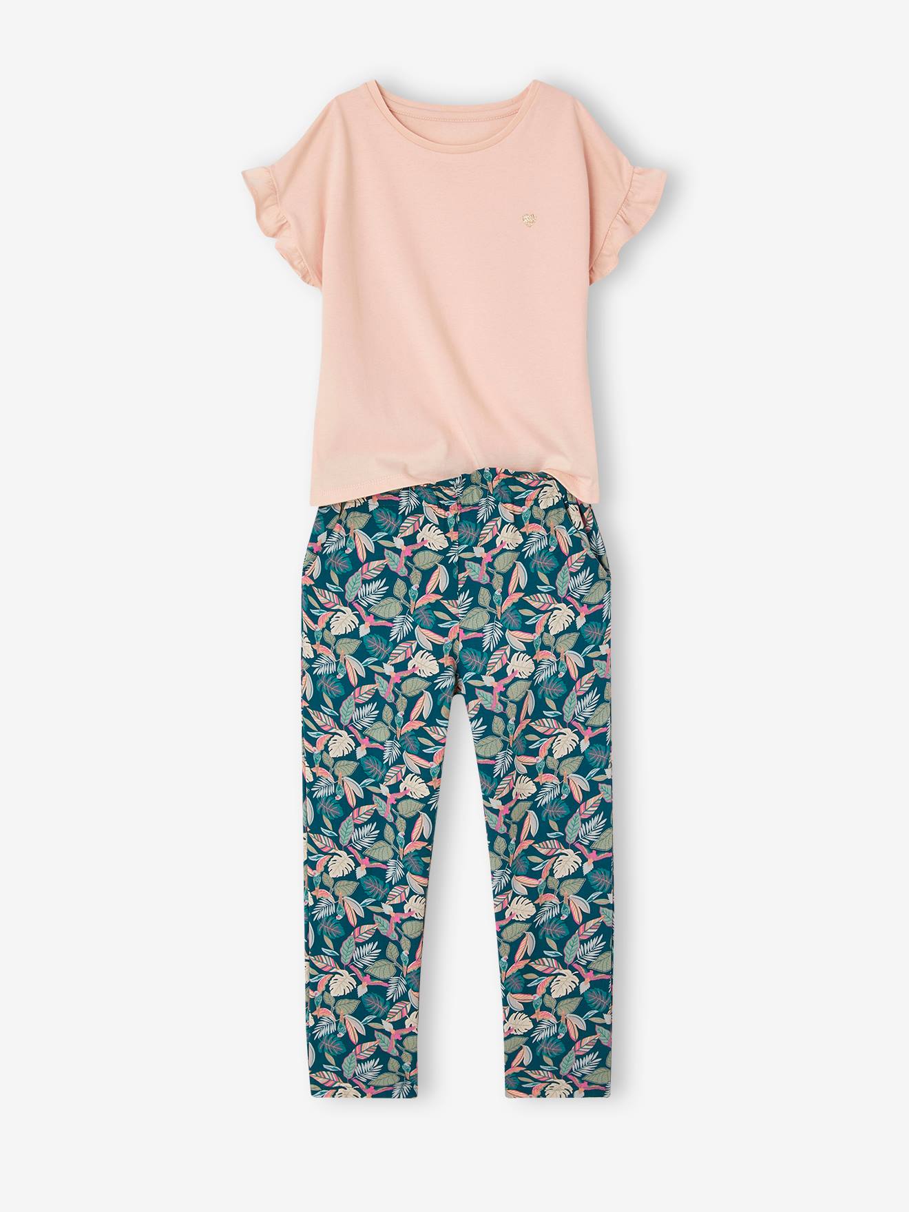 Vertbaudet Mädchen-Set: T-Shirt & Hose - wollweiß