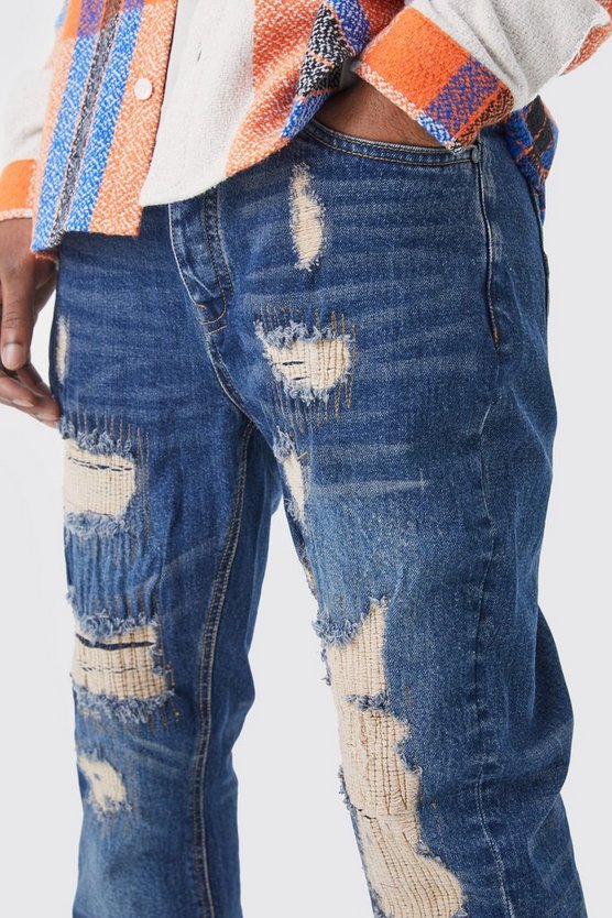 Tall Slim-Fit Schlagjeans mit Rissen