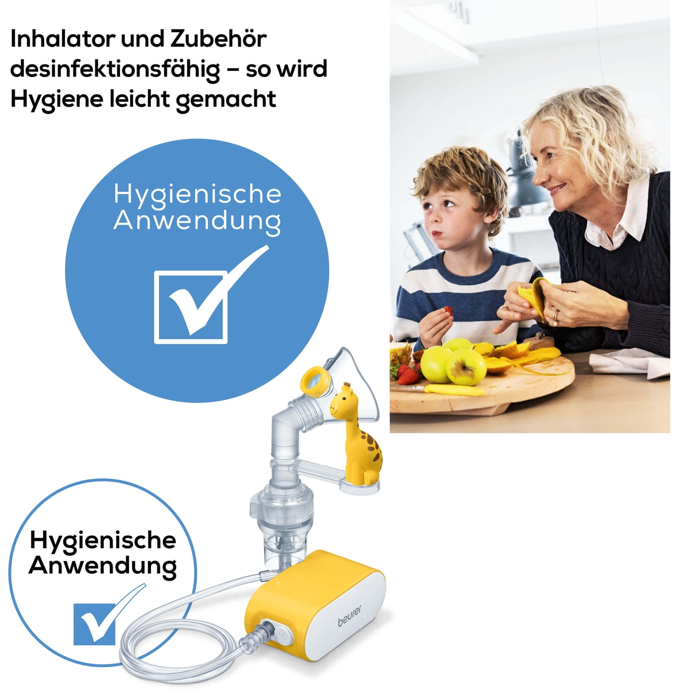 Beurer Inhalator IH 58 Kids-Kinder Inhalator mit Kompressor-Drucklufttechnologie - klein & ideal auf Reisen