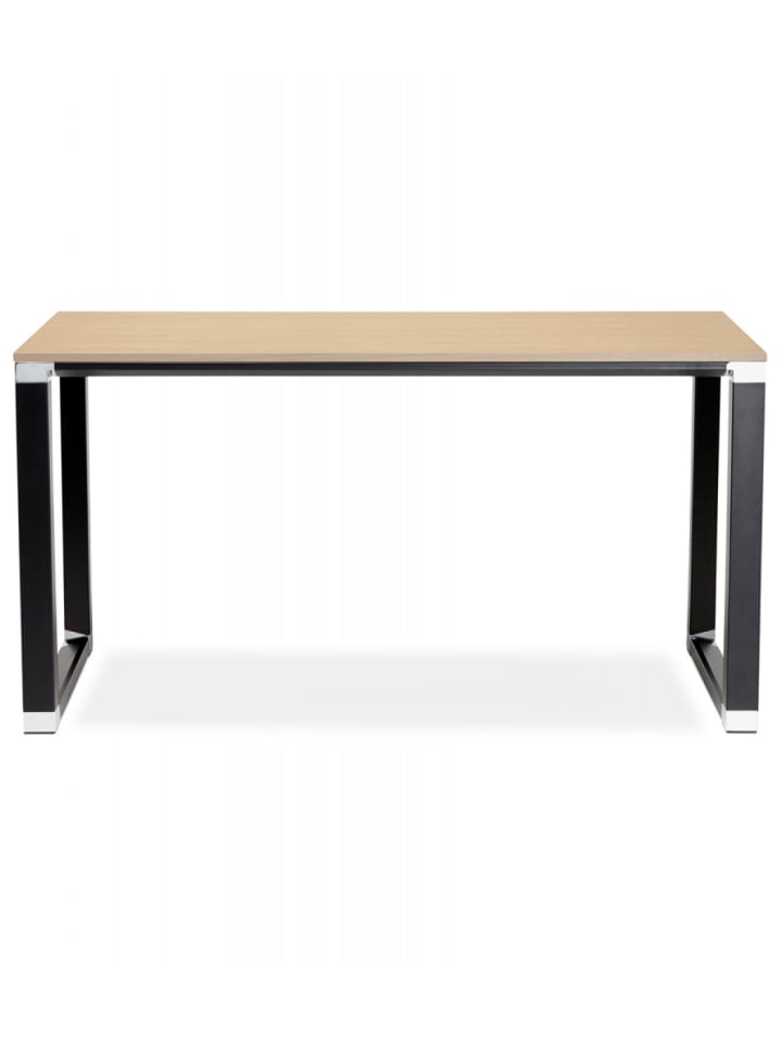 KADIMA DESIGN Gerader Schreibtisch XLINE aus Holz Metall | 160x80x74 cm in Beige-Schwarz günstig kaufen