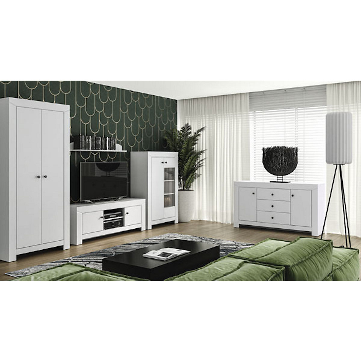 Jugendzimmer-Set Terni 5-teilig mit  Kleiderschrank, Bett, Nachtkonsole, Wandboard und Schreibtisch