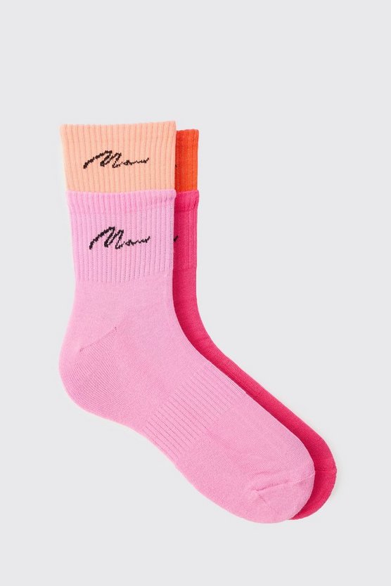 2er-Pack doppellagige Man Signature Sport-Socken