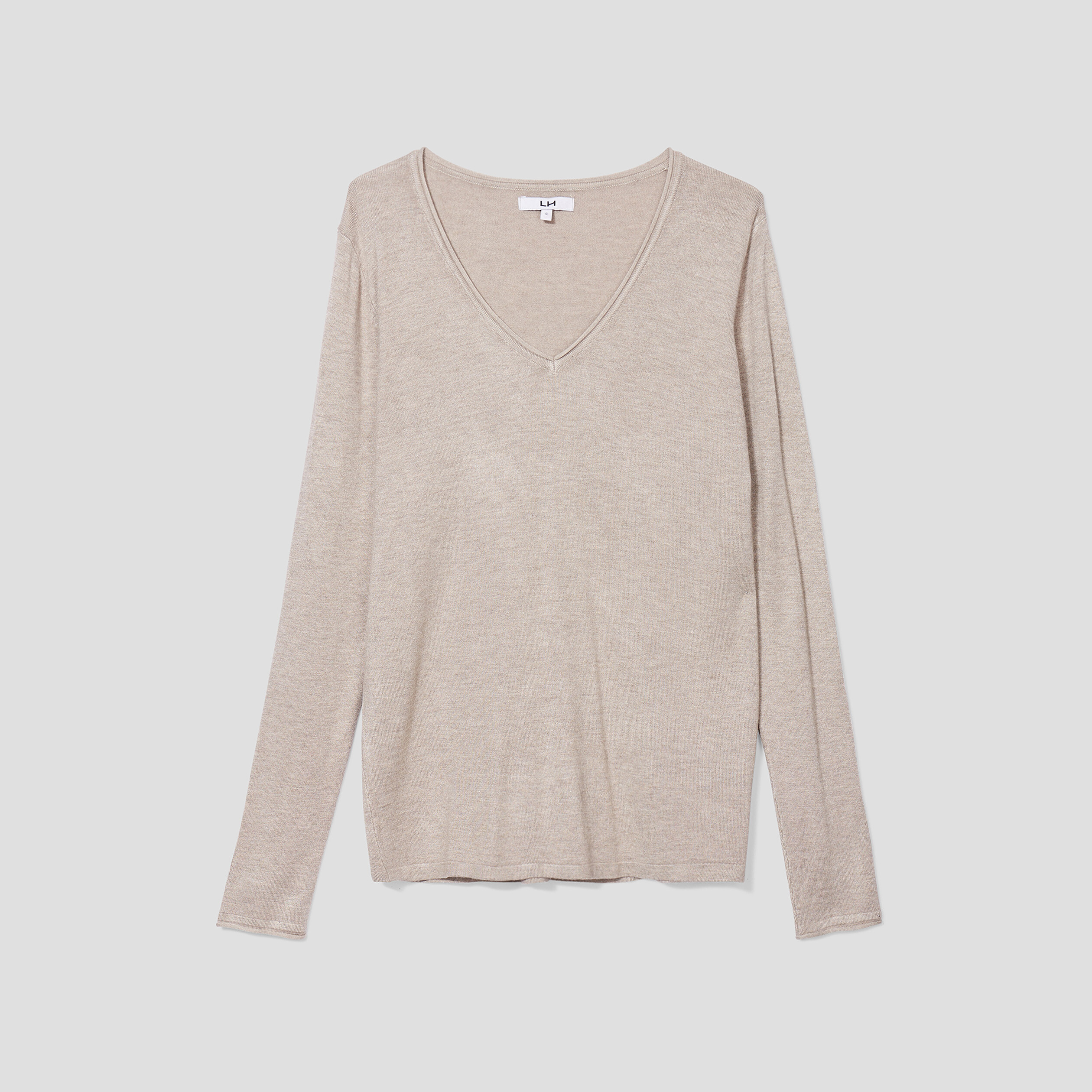 Pull avec col en V beige femme | La Halle