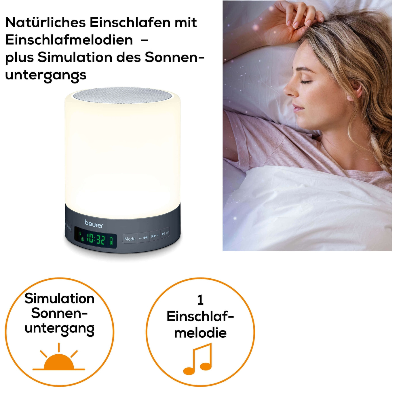 Beurer Lichtwecker WL 50-Lichtwecker für natürliches Einschlafen & sanftes Aufwachen