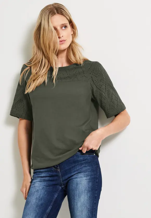 CECIL Jersey Materialmix Shirt