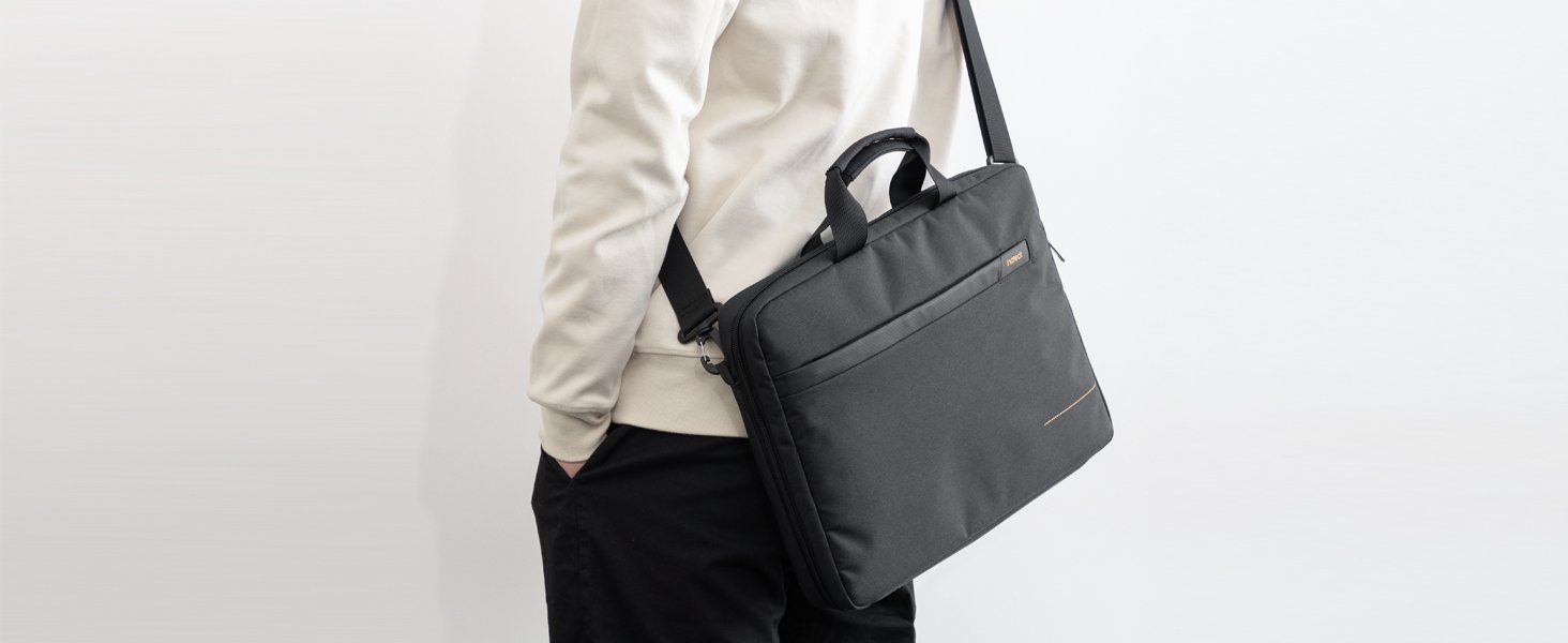 Inateck Laptoptasche 15,6 Zoll Laptop-Hülle 180° TSA Handtasche Umhängetasche