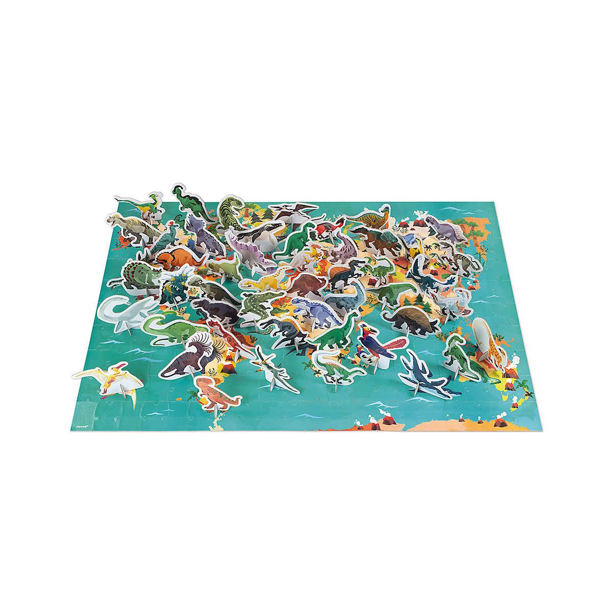 Edukativ-Puzzle Dinosaurier mit Figuren, 200 Teile