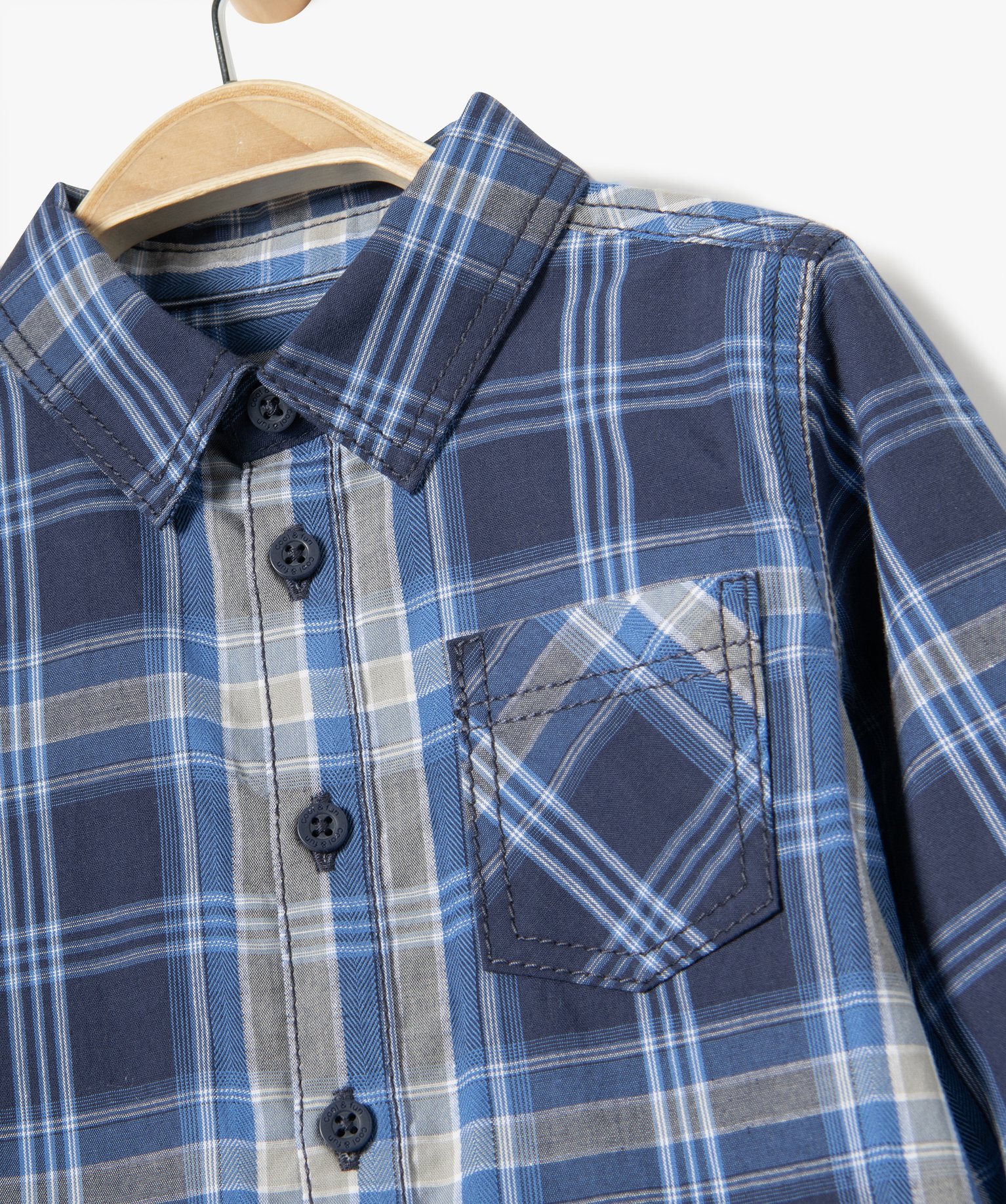 Chemise bébé Garçon à carreaux à manches longues bleu | GEMO
