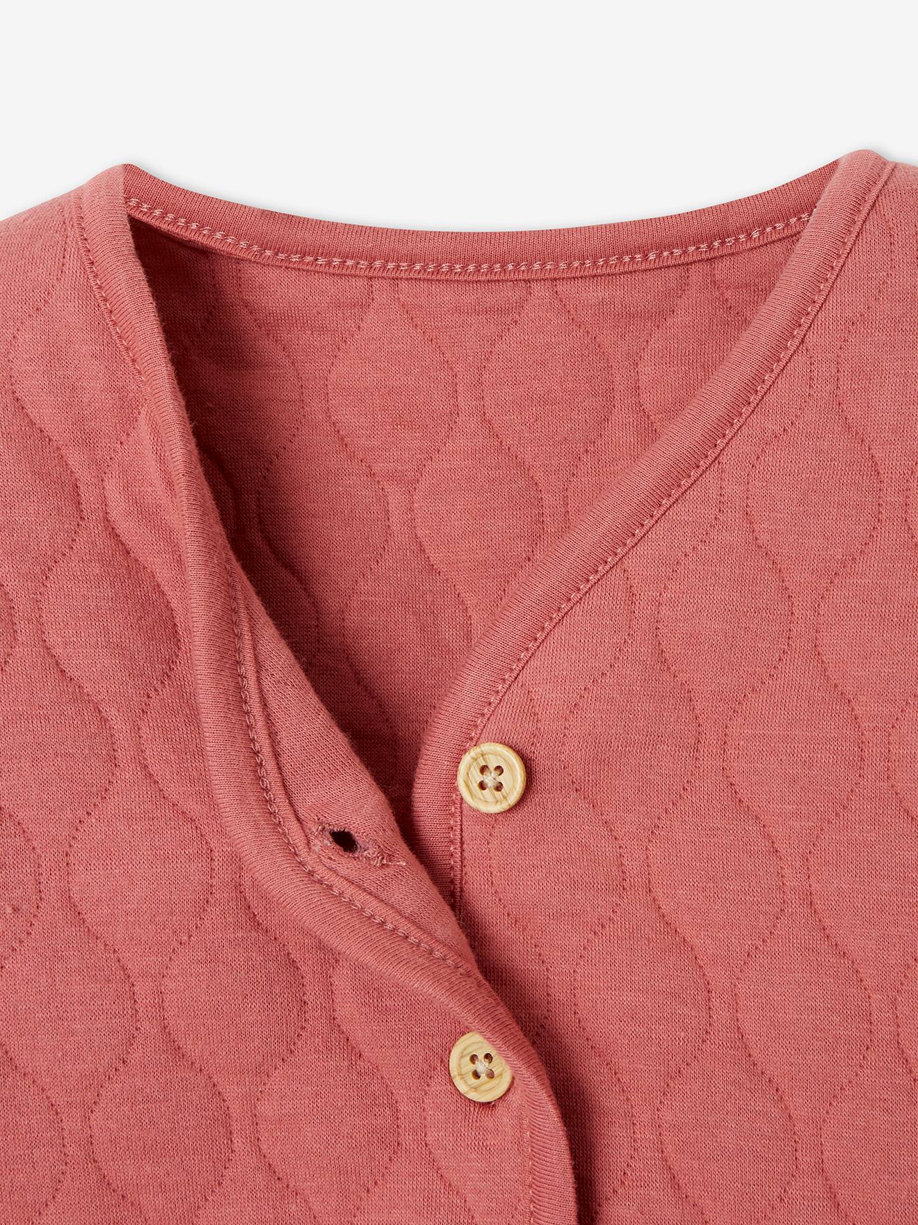 Cardigan molleton matelassé bébé bois de rose