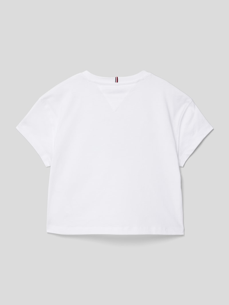 T-Shirt aus Baumwolle mit Label-Details in weiß