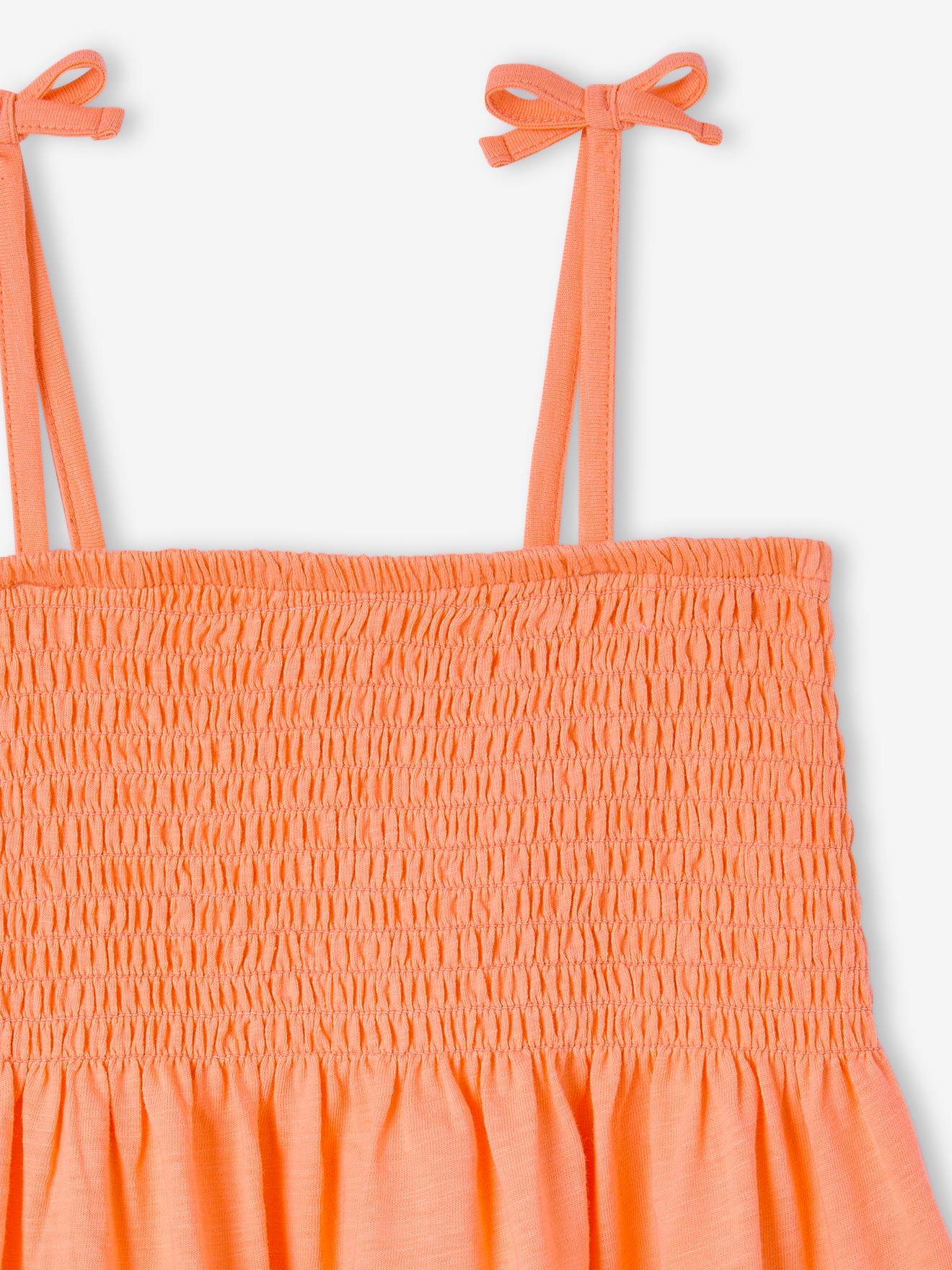 Vertbaudet Gesmoktes Mädchen Trägerkleid Oeko-Tex - mandarine