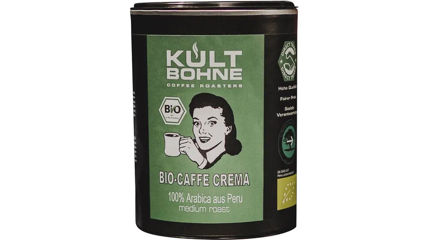 KULTBOHNE Bio Kaffee Bohnen Dose Crema 250 g